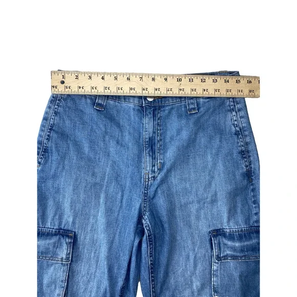 Banana Republic Denim NEW Womens Size 29/8 High Waist Utility Barrel Cargo Jeans - Picture 11 of 16